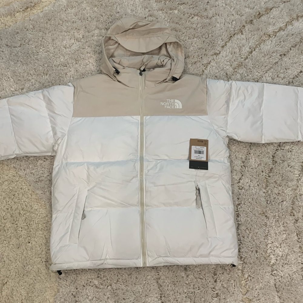 The North Face 1996 Retro Nuptse White / Cream Two Tone Puffer Jacket Mens Large